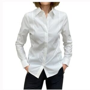 Athleta Uptown White Buttondown Shirt Sz XS #G